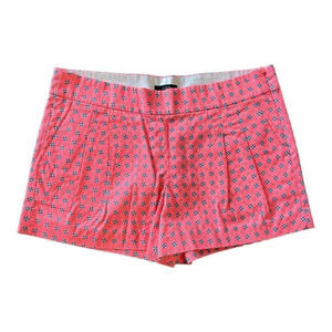 J. Crew Bright‎ Coral Patterned Pleated Shorts Size 10